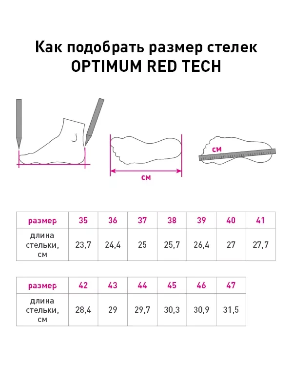 Стельки ORTO-Optimum Red Tech р.43